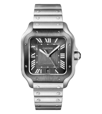"Car Santos de Cartier Medium Model 35.1mm Gray Dial Stainless Steel Luxury Watch – Swiss ETA Automatic Movement 1:1 Super Clone Replica"