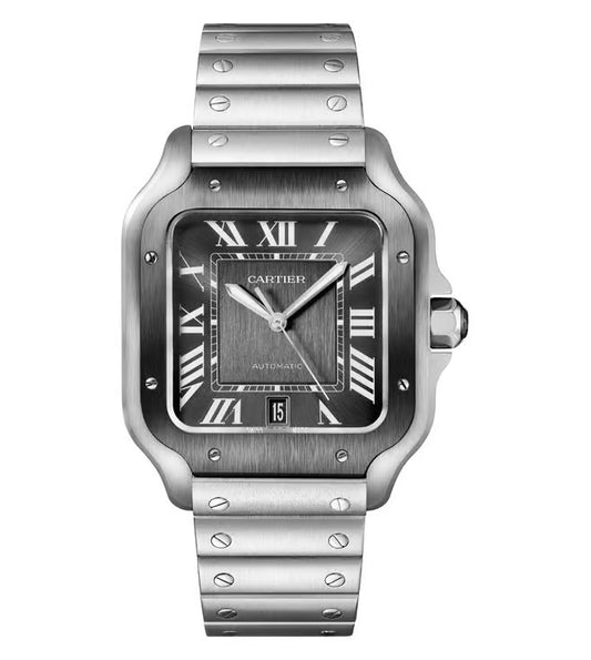 "Car Santos de Cartier Medium Model 35.1mm Gray Dial Stainless Steel Luxury Watch – Swiss ETA Automatic Movement 1:1 Super Clone Replica"