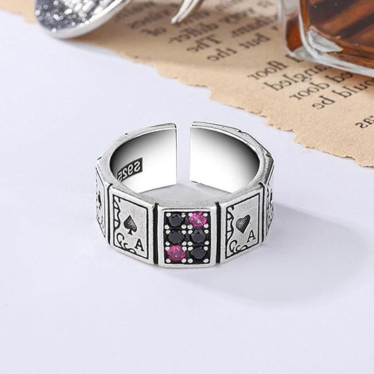 "Artificial Fortune’s Card Ring for Women | Gold-Plated Adjustable Fashion Jewelry"