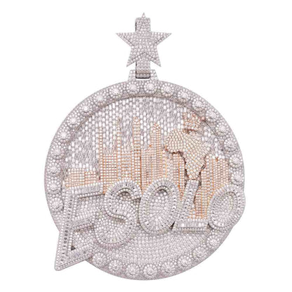 “ESOLO” Custom Moissanite Circle Pendant – Iced Out Diamond-Look Personalized Hip Hop Necklace Jewelry for Men & Women