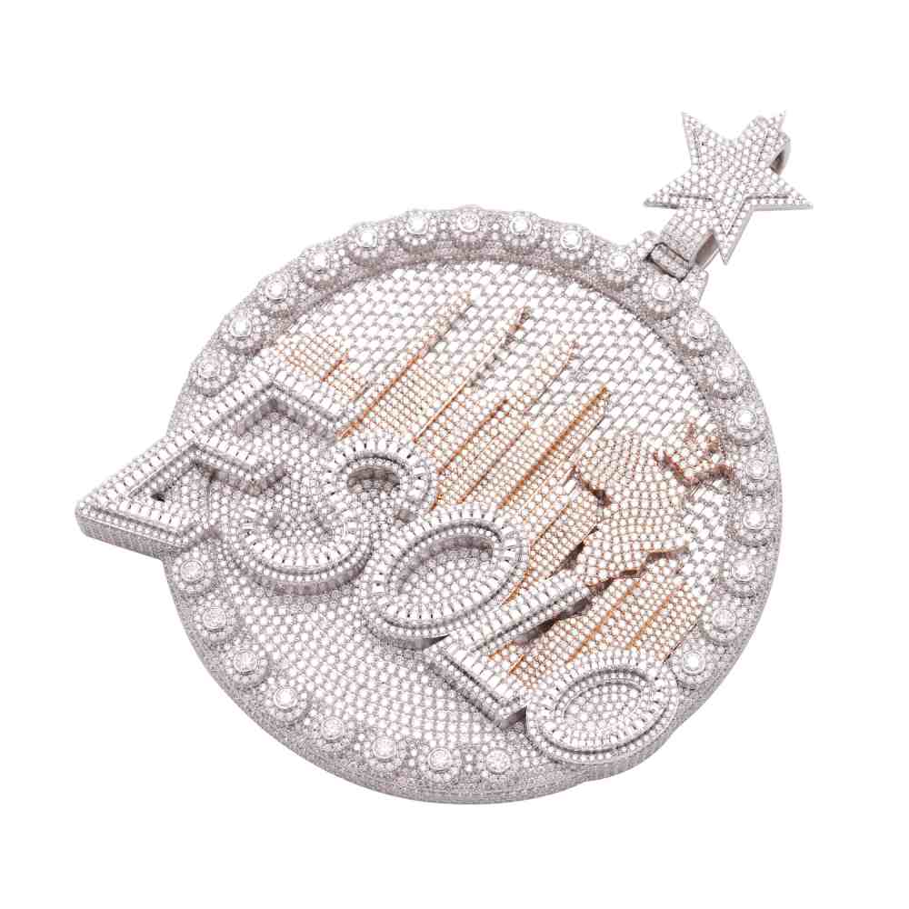 “ESOLO” Custom Moissanite Circle Pendant – Iced Out Diamond-Look Personalized Hip Hop Necklace Jewelry for Men & Women