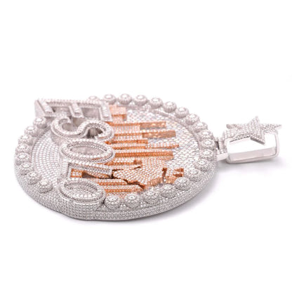 “ESOLO” Custom Moissanite Circle Pendant – Iced Out Diamond-Look Personalized Hip Hop Necklace Jewelry for Men & Women