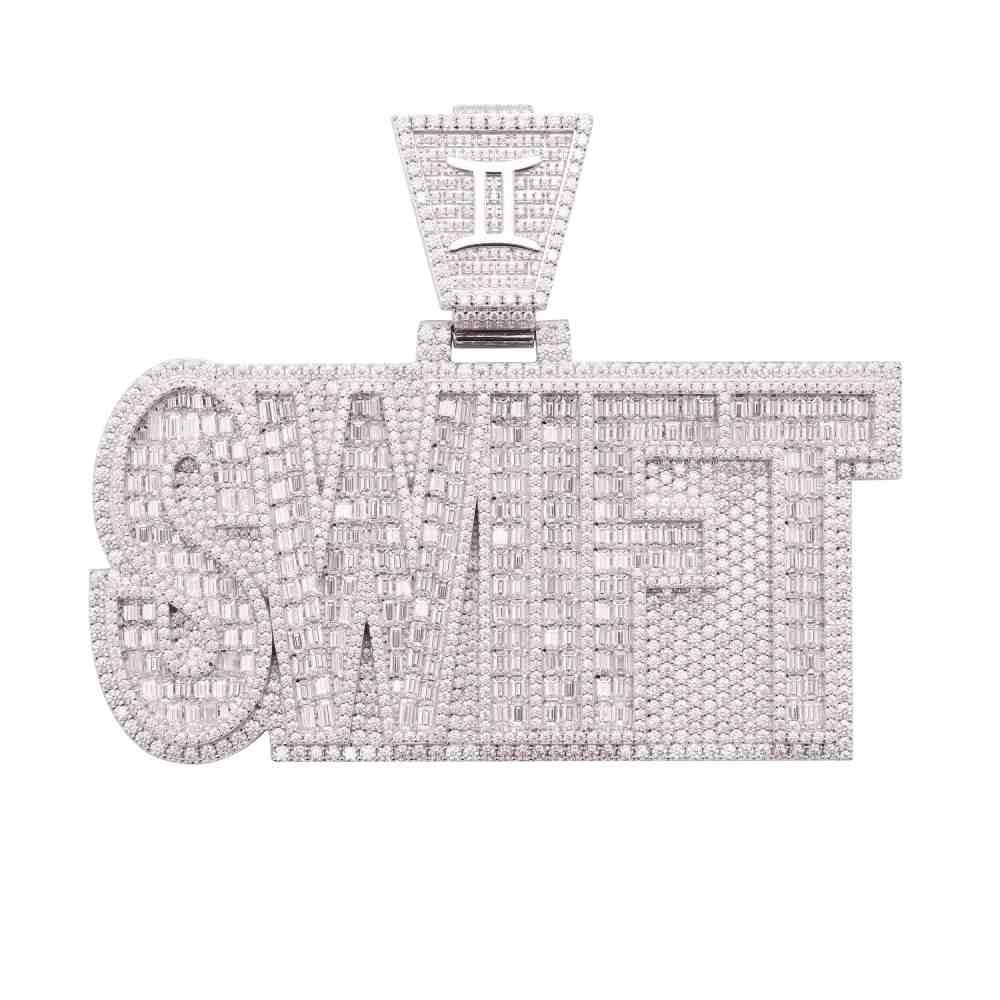 “SWIFT” Custom Moissanite Pendant – Iced Out Diamond-Look Personalized Hip Hop Necklace Jewelry for Men & Women