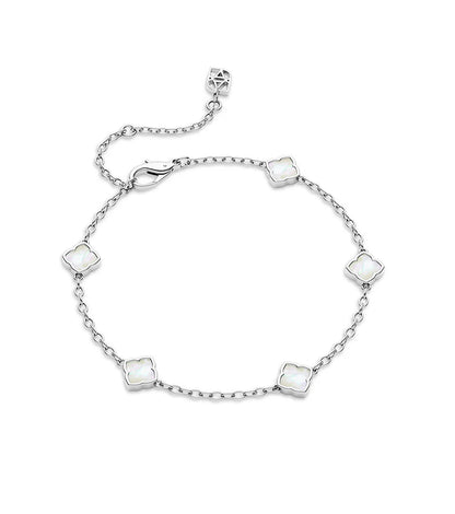 5.5mm Moissanite Mini Multi-Pearl Clover Bracelet in Silver – VVS Diamond-Look Elegant Charm Jewelry for Women in White, Yellow & Rose Gold Finishes