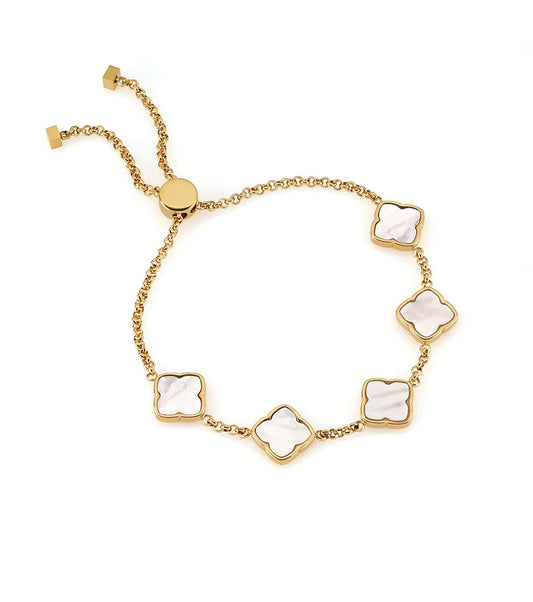5mm Moissanite Multi-Pearl Clover Bracelet in Gold – VVS Diamond-Look Elegant Charm Jewelry for Women in Yellow, Rose & White Gold