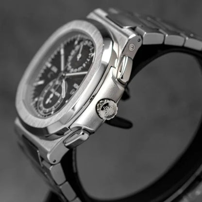 "Pat Philippe Nautilus 5990/1A 40.5mm Black Dial Travel Time Chronograph Watch – Swiss ETA Automatic Movement 1:1 Super Clone Luxury Replica"