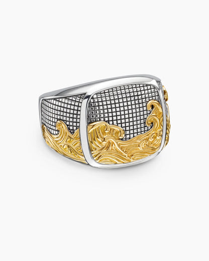 Round Moissanite Dog Tag Waves Men’s Wedding Ring – Real 925 Sterling Silver | Unique Ocean-Inspired Statement Jewelry for Him