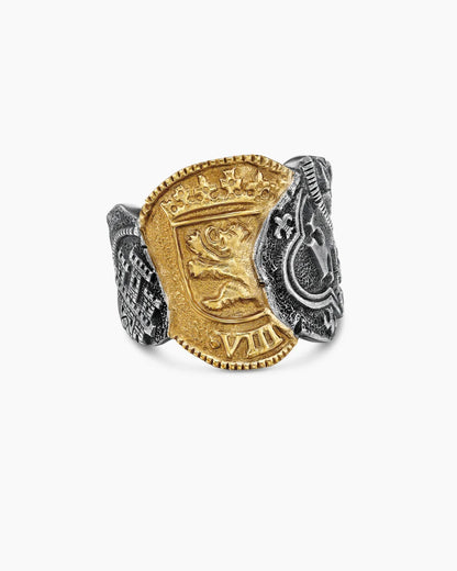David Yurman Shipwreck Coin Signet Ring in 925 Sterling Silver – Antique-Style Designer Men’s Ring | Luxury Historical Coin Jewelry