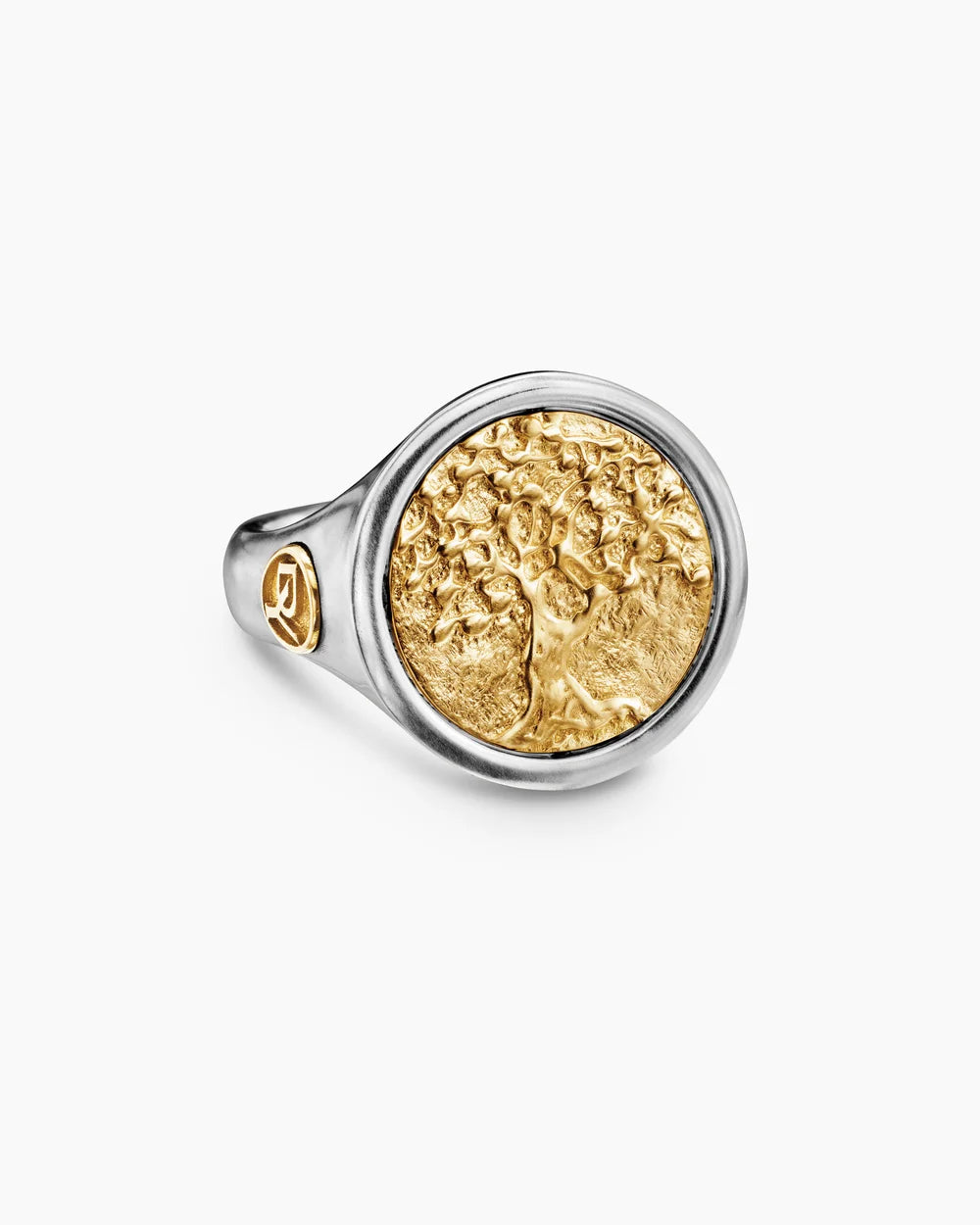 Gold & Silver Hammered Signet Ring – Chunky 925 Sterling Silver & Stainless Steel Men’s Textured Ring Set | Bold Modern Jewelry for Him