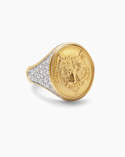 Sterling Silver Alpha Wolf Moissanite Ring – Gothic Pinky Biker Ring for Men | Oxidized 925 Silver Jewelry | Rugged Gift for Him