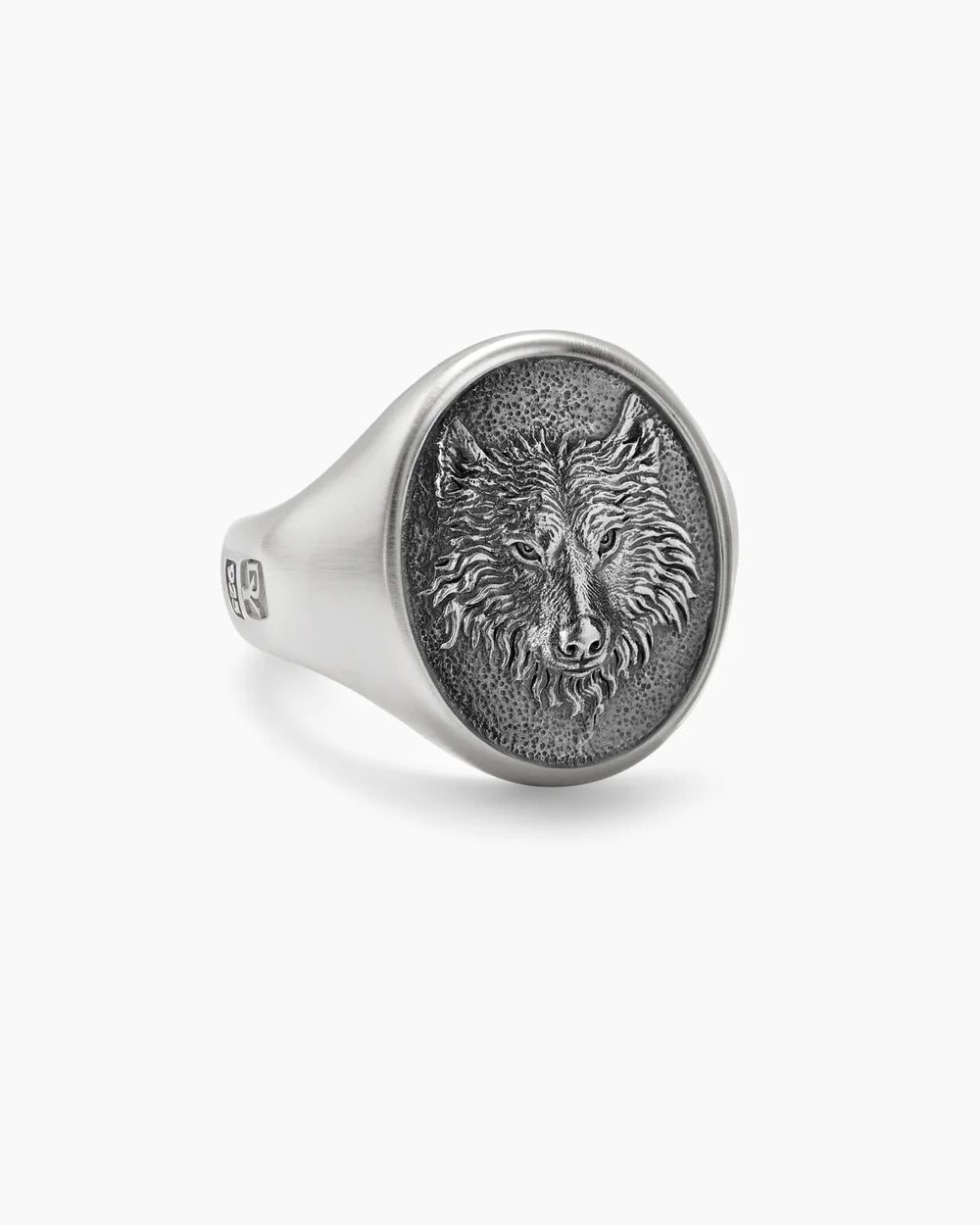 Sterling Silver Alpha Wolf Moissanite Ring – Gothic Pinky Biker Ring for Men | Oxidized 925 Silver Jewelry | Rugged Gift for Him