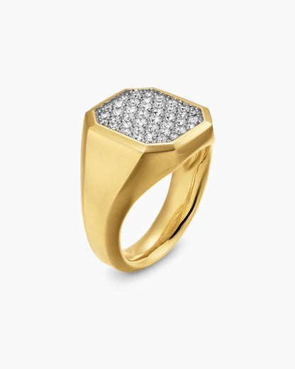 Moissanite Men's Diamond Signet Ring – Pinky, Wedding, or Engagement Ring in Gold-Plated 925 Sterling Silver | Luxury Gift for Him