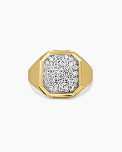 Moissanite Men's Diamond Signet Ring – Pinky, Wedding, or Engagement Ring in Gold-Plated 925 Sterling Silver | Luxury Gift for Him