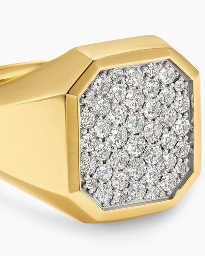 Moissanite Men's Diamond Signet Ring – Pinky, Wedding, or Engagement Ring in Gold-Plated 925 Sterling Silver | Luxury Gift for Him