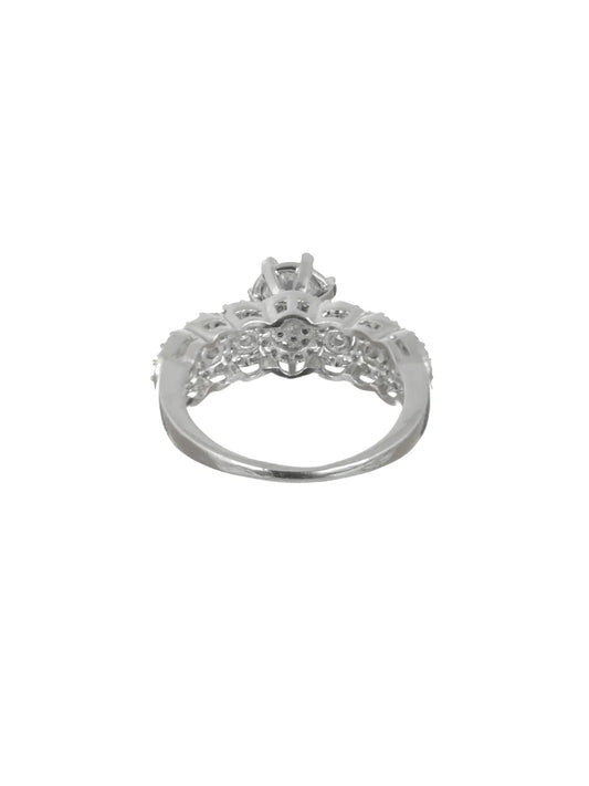 "Priyaasi Artificial Solitaire Ring for Women | Silver-Plated American Diamond Adjustable Finger Ring"