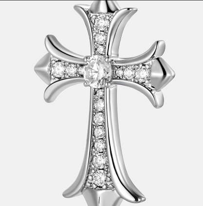 MW Classic VVS Moissanite 925 Sterling Silver Catholic Cross Pendant Hip Hop MW_P1021