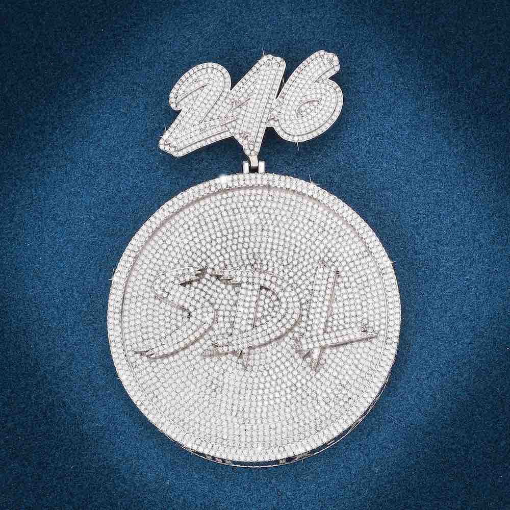 “SDL” Custom Moissanite Circle Pendant – Iced Out Diamond-Look Personalized Necklace Jewelry for Men & Women