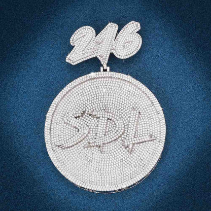 “SDL” Custom Moissanite Circle Pendant – Iced Out Diamond-Look Personalized Necklace Jewelry for Men & Women