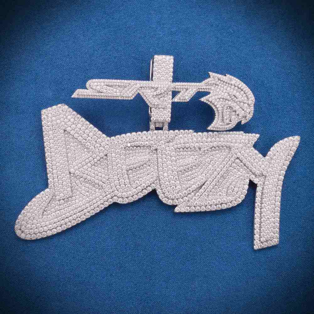 “SRT Breezy” Custom Moissanite Pendant – Iced Out Diamond-Look Personalized Hip Hop Necklace Jewelry