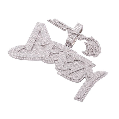 “SRT Breezy” Custom Moissanite Pendant – Iced Out Diamond-Look Personalized Hip Hop Necklace Jewelry