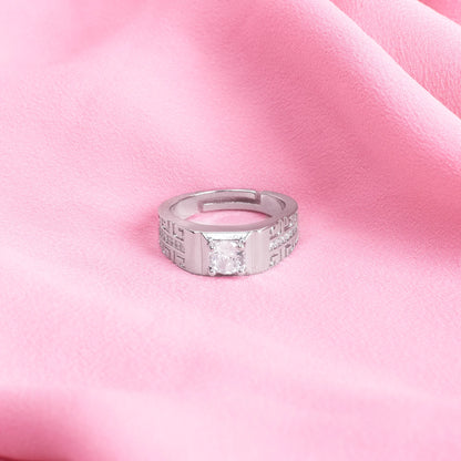 "Artificial Everlasting Solitaire Engagement Ring for Women | Elegant Gold-Plated American Diamond Adjustable Jewelry"