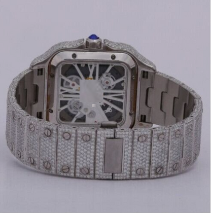 MW Moissanite Luxury iced out watch  Fully  Square Roman Dial  Stylish Automatic   Watch Hip Hop  Movement Studded  Bust Down   Iced Out  MW_C1048