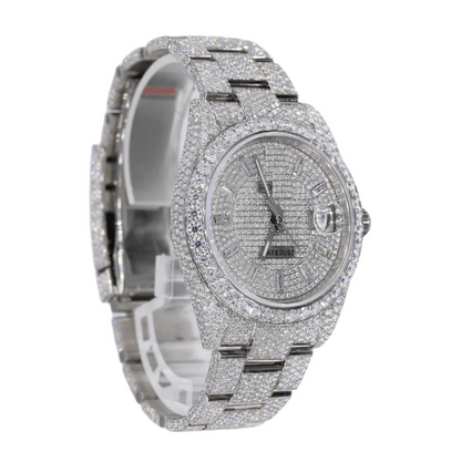 MW Fully Premium Round Dial Watch For Unisex  Iced Out VVS White Tone Color Diamond Hip Hop Bust Down Watch Movement Watch Fully Iced out Watch MW_R1051