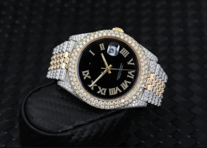 MW Fully Moissanite Round Roman Dial Automatic Watch  Iced Out VVS  Diamond Hip Hop Bust Down Watch Movement Watch Fully Iced out Watch MW_R1049