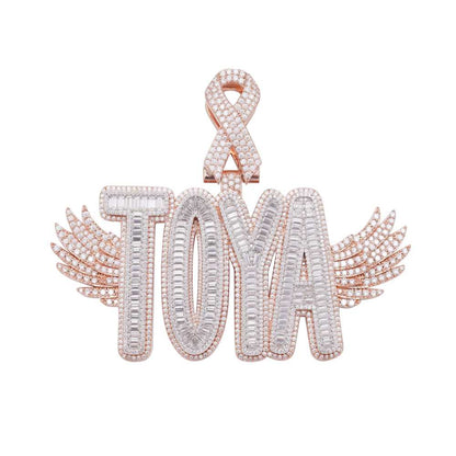 “TOYA” Custom Baguette Moissanite Pendant – Iced Out Personalized Name Necklace in Yellow Gold, Rose Gold, White Gold, or 925 Silver