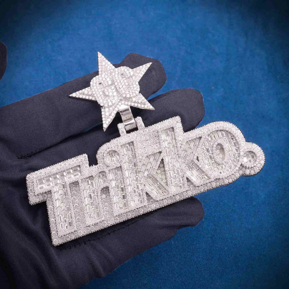 ‘TRIKKO’ Custom Moissanite Pendant – Iced Out Diamond-Look Personalized Hip Hop Necklace Jewelry"