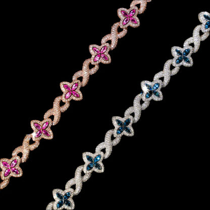 10MM Moissanite Iced Out Cross Bracelet – Two-Tone White & Rose Gold VVS Diamond-Look Hip Hop Jewelry for Men & Women