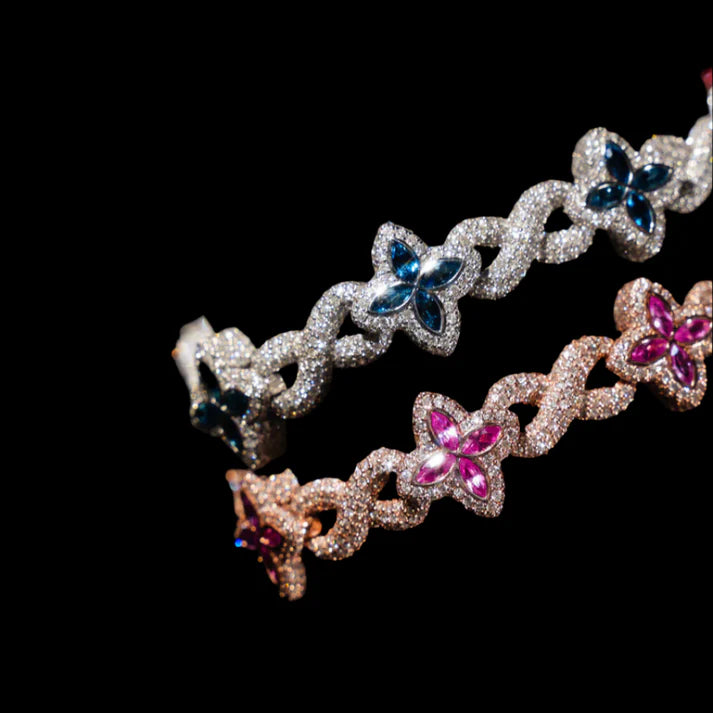 10MM Moissanite Iced Out Cross Bracelet – Two-Tone White & Rose Gold VVS Diamond-Look Hip Hop Jewelry for Men & Women