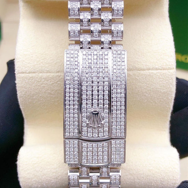 MW Fully Premium Round Dial Automatic Watch  Iced Out VVS White Tone Color Diamond Hip Hop Bust Down Watch Movement Watch Fully Iced out Watch MW_R1050