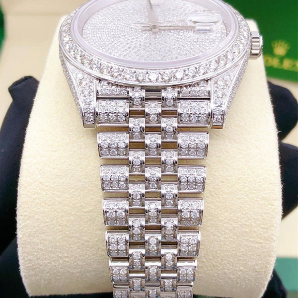 MW Fully Premium Round Dial Automatic Watch  Iced Out VVS White Tone Color Diamond Hip Hop Bust Down Watch Movement Watch Fully Iced out Watch MW_R1050