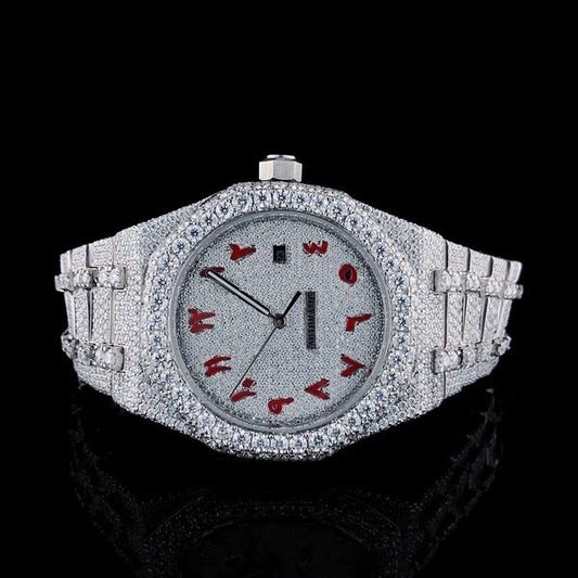 MW Lavish Shinny Arabic Dial VVS Moissanite Round Watch Iced Out Hip Hop Watch MW_AP1045