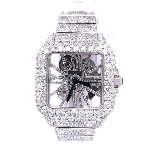 MW Unique Skeleton Automatic Square Dial VVS Moissanite Stainless Steel Watch Hip Hop MW_C1023