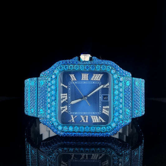 MW Moissanite Premium Automatic Watch iced out Square Roman Dial  Fully  Stylish  Hip Hop  Movement Studded  Bust Down   Iced Out  MW_C1055