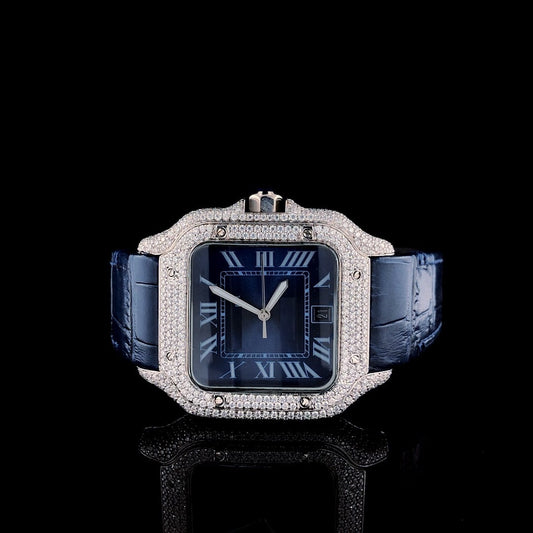 MW Moissanite Luxury Automatic Watch  iced out Watch Silicone Band Square Dial  Fully  Stylish  Hip Hop  Movement Studded  Bust Down   Iced Out  MW_C1054