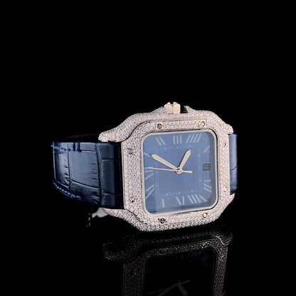 MW Moissanite Luxury Automatic Watch  iced out Watch Silicone Band Square Dial  Fully  Stylish  Hip Hop  Movement Studded  Bust Down   Iced Out  MW_C1054