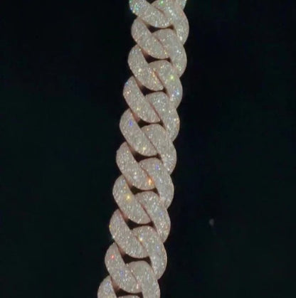 Big Pave Cuban Chain with 100cts Diamonds - 22.5mm Wide, VVS1 Quality Round-cut Moissanite Diamond, Pass Diamond Tester