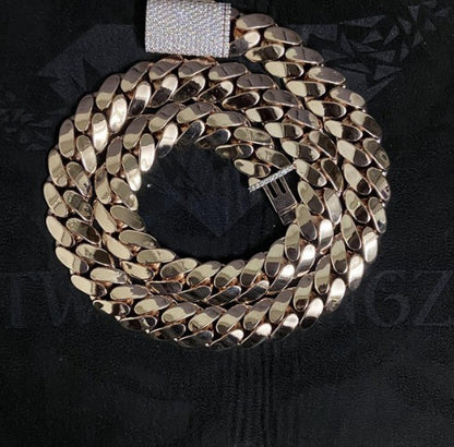 15mm Miami Cuban Link Chain, Iced Lock Box, Men/Women Chain, Cuban Necklace, Available in 925 Sterling Silver/10k Solid Gold