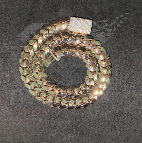 15mm Miami Cuban Link Chain, Iced Lock Box, Men/Women Chain, Cuban Necklace, Available in 925 Sterling Silver/10k Solid Gold