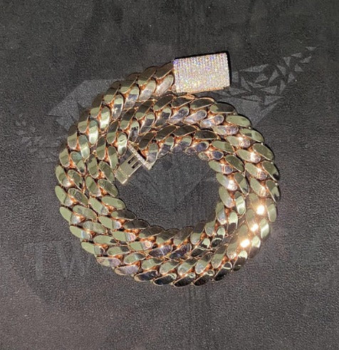 15mm Miami Cuban Link Chain, Iced Lock Box, Men/Women Chain, Cuban Necklace, Available in 925 Sterling Silver/10k Solid Gold