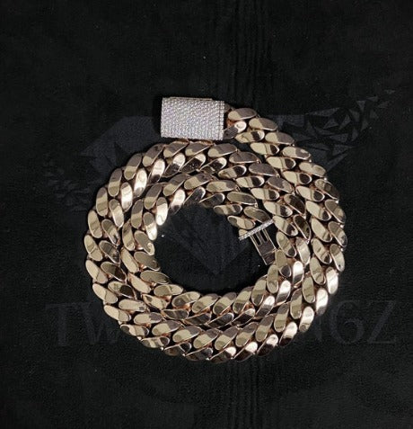 15mm Miami Cuban Link Chain, Iced Lock Box, Men/Women Chain, Cuban Necklace, Available in 925 Sterling Silver/10k Solid Gold