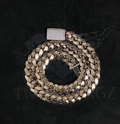 15mm Miami Cuban Link Chain, Iced Lock Box, Men/Women Chain, Cuban Necklace, Available in 925 Sterling Silver/10k Solid Gold