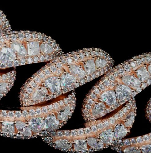 30mm Iced Out Cuban Link Chain – Mixed Cut VVS1 Moissanite Diamonds | Heavy 925 Silver