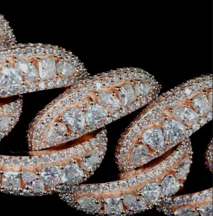 30mm Iced Out Cuban Link Chain – Mixed Cut VVS1 Moissanite Diamonds | Heavy 925 Silver