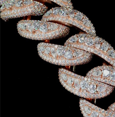 30mm Iced Out Cuban Link Chain – Mixed Cut VVS1 Moissanite Diamonds | Heavy 925 Silver