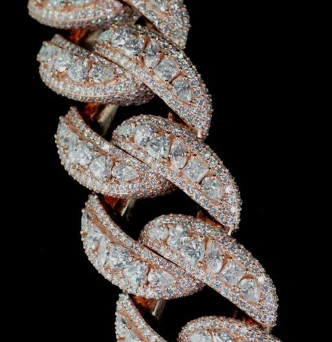 30mm Iced Out Cuban Link Chain – Mixed Cut VVS1 Moissanite Diamonds | Heavy 925 Silver