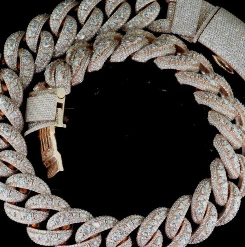 30mm Iced Out Cuban Link Chain – Mixed Cut VVS1 Moissanite Diamonds | Heavy 925 Silver